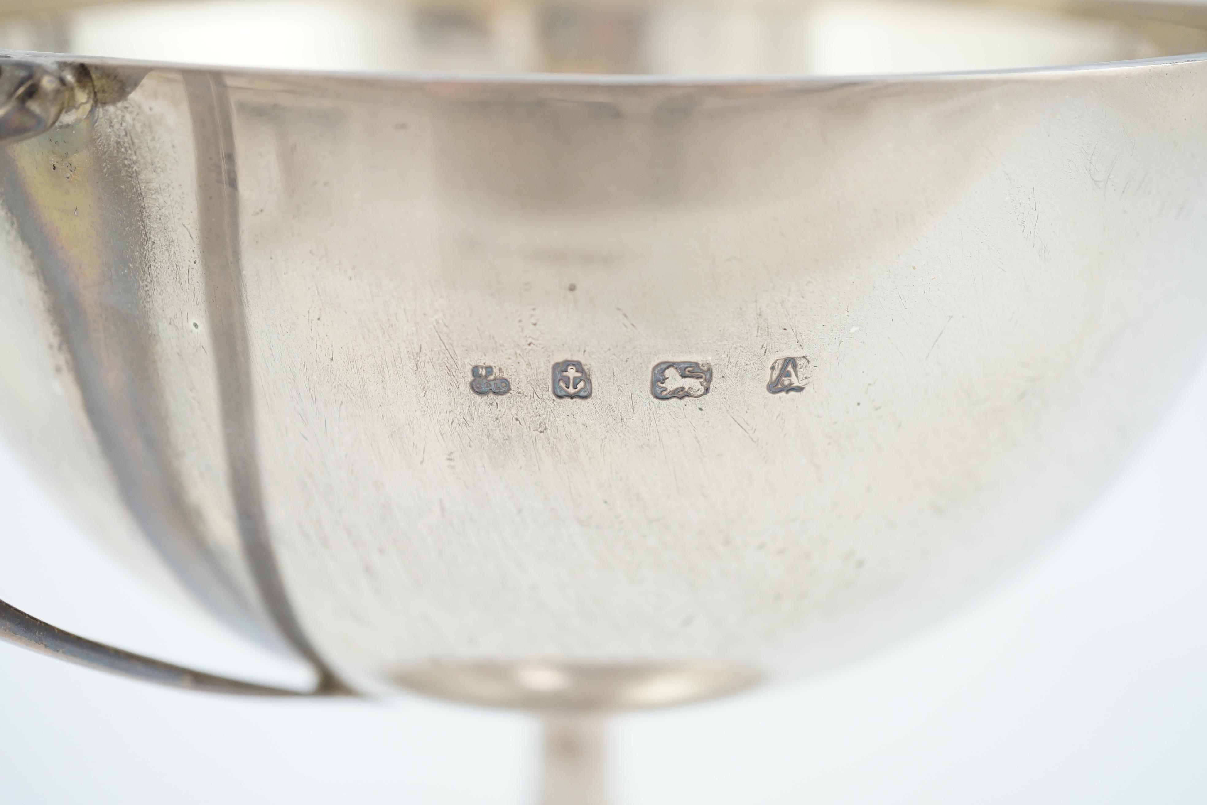 A George V silver two handled pedestal trophy cup, by Martin, Hall & Co Ltd